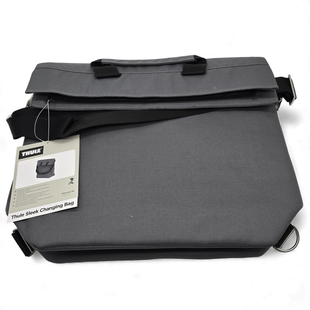 Thule Sleek Baby Changing Bag 17"x13"x5" w/‎ Mat & Stroller Strap – Gray